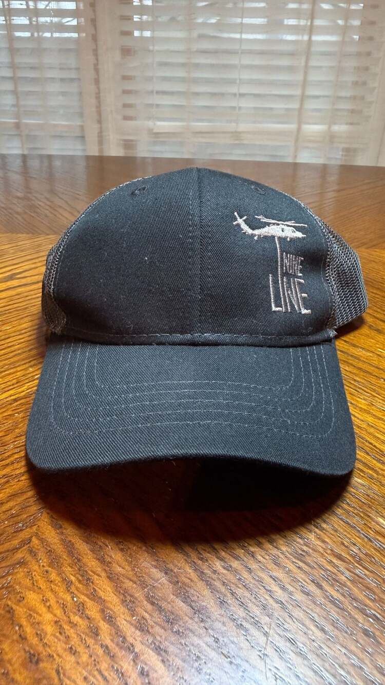 Port Authority Youth Black Dropline Snapback Hat with Helicopter Logo